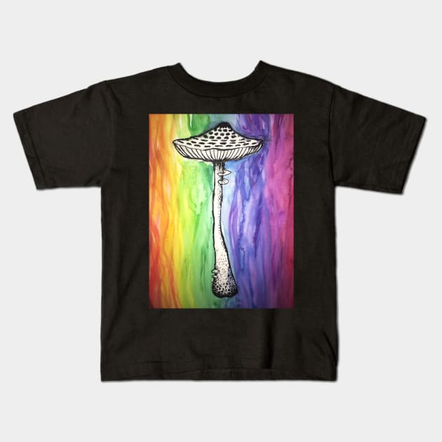 Rainbow Mushroom Kids T-Shirt by GhostFlowerDesigns